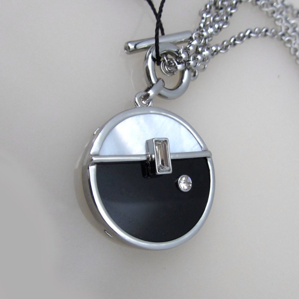 WHBM CONVERTIBLE * GENUINE STONES! * Long Short Onyx MOP Necklace